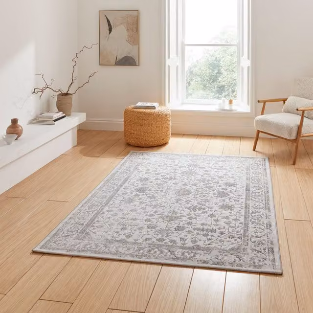 Terrys Creation 50112 Metallic Effect Yarn Rug in Grey Silver