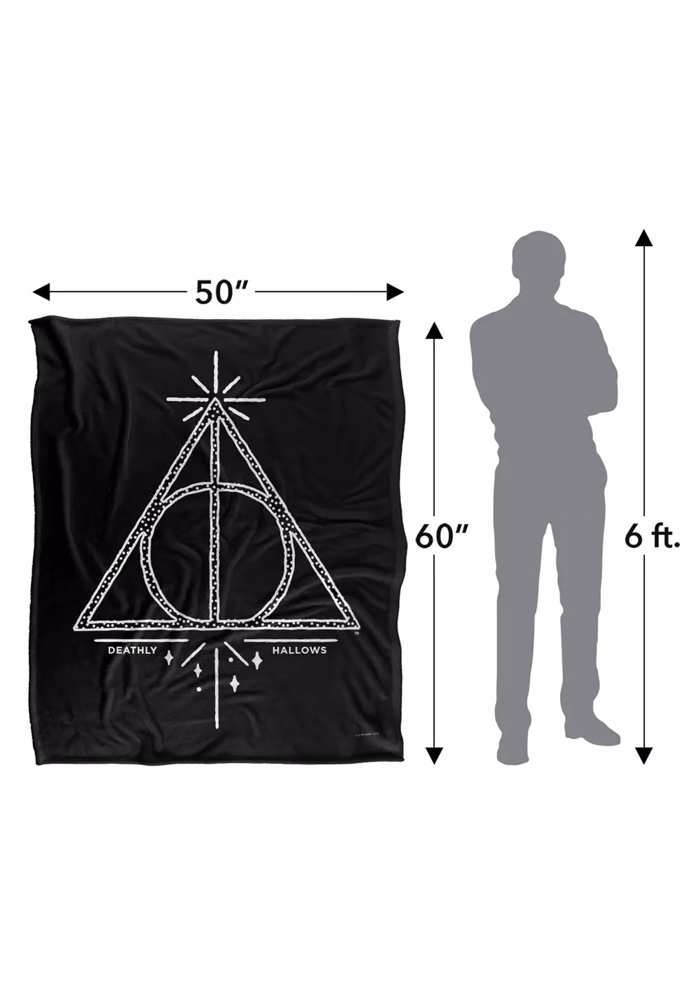 LOGOVISION Harry Potter Deathly Hallows Line Art Fleece Blanket, Multicolour, W/D/H: 152 x 127 cm – 8