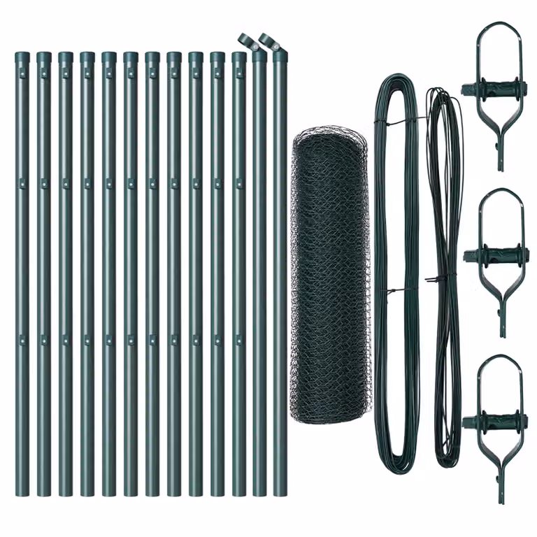 Berkfield Home Green Steel Hexagon Fence, W: 0.4 m, L: 25 m