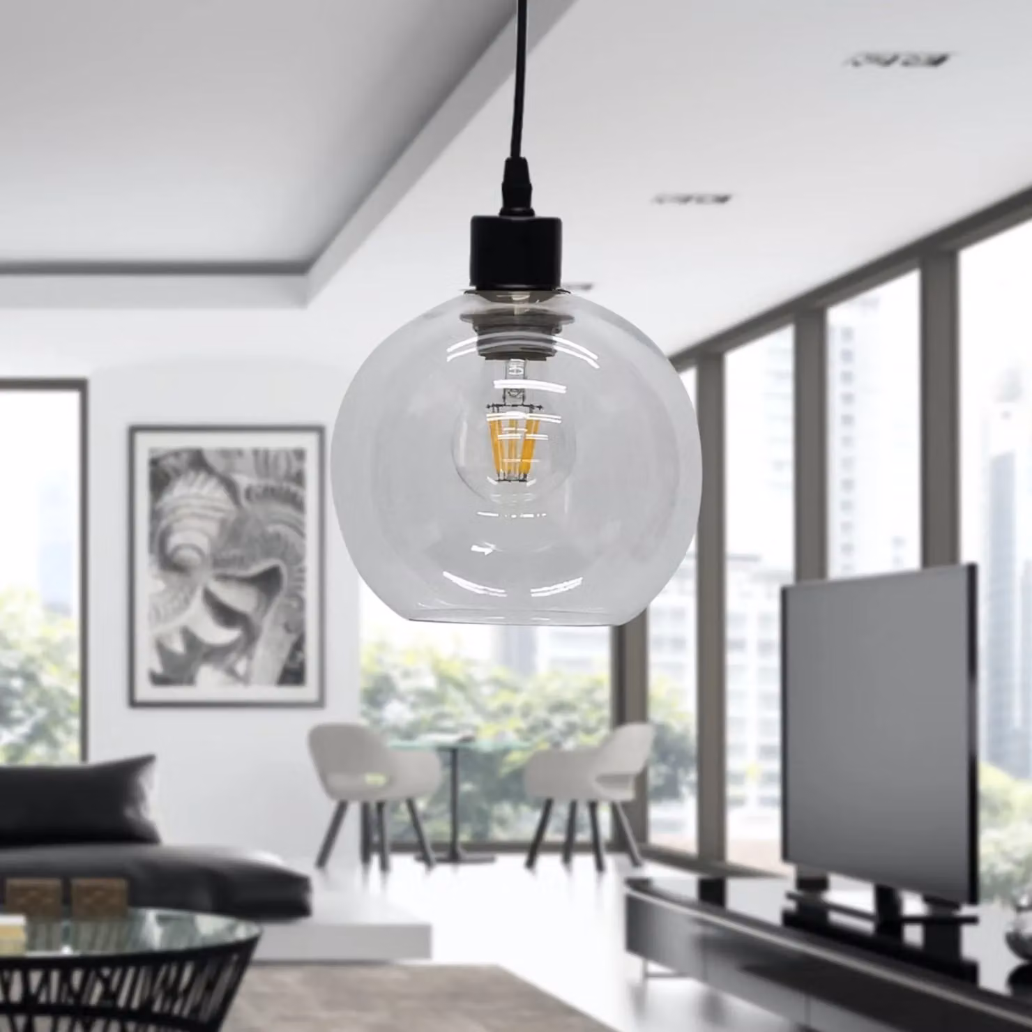 First Choice Lighting Barnum Set of 2 Transparent Glass Globe Easy Fit Pendant Shades – 2