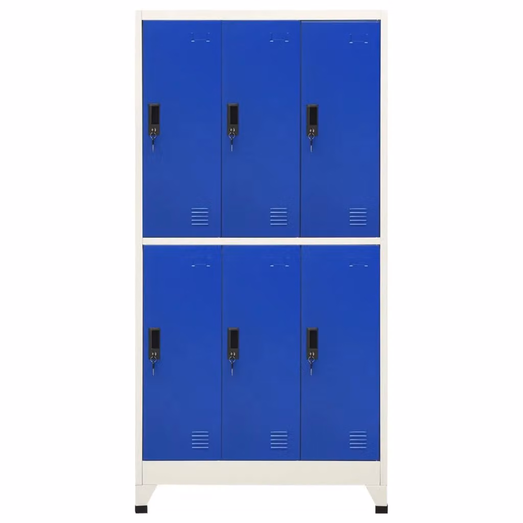 Berkfield Home Metal Locker Cabinet in Grey and Blue with Lock and Hanging Rod, W/D/H: 90 x 45 x 180 cm – 2