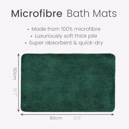 Allure Bath Fashions Luxury Microfibre Non-Slip Bath Mat, Green, W: 50 cm, D: 80 cm – 3
