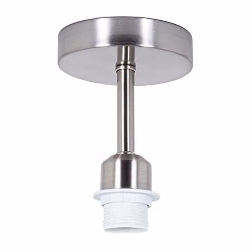Happy Homewares Metal Industrial Style Ceiling Light Fitting in Silver, W/D/H: 12 x 12 x 17 cm