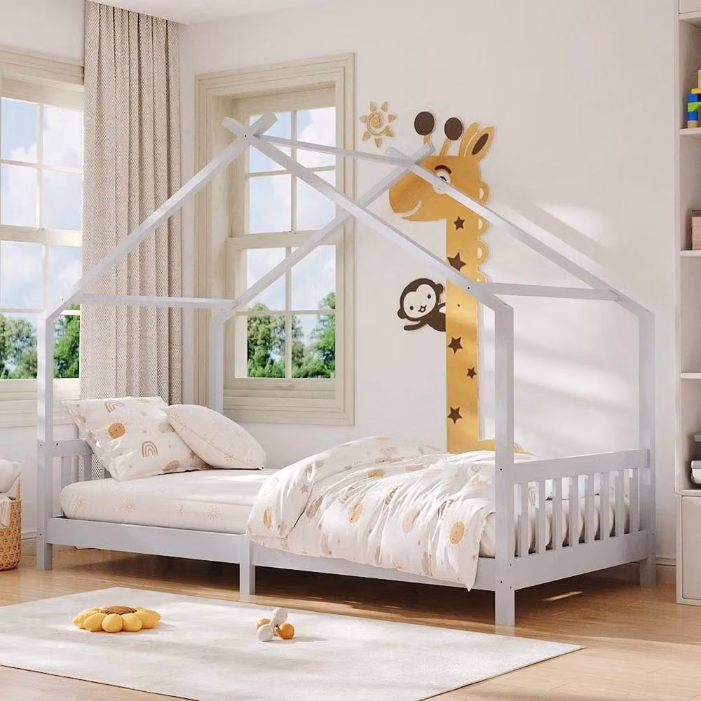 FORGEVIO White Solid Wood Single Bed Frame for Children – 2