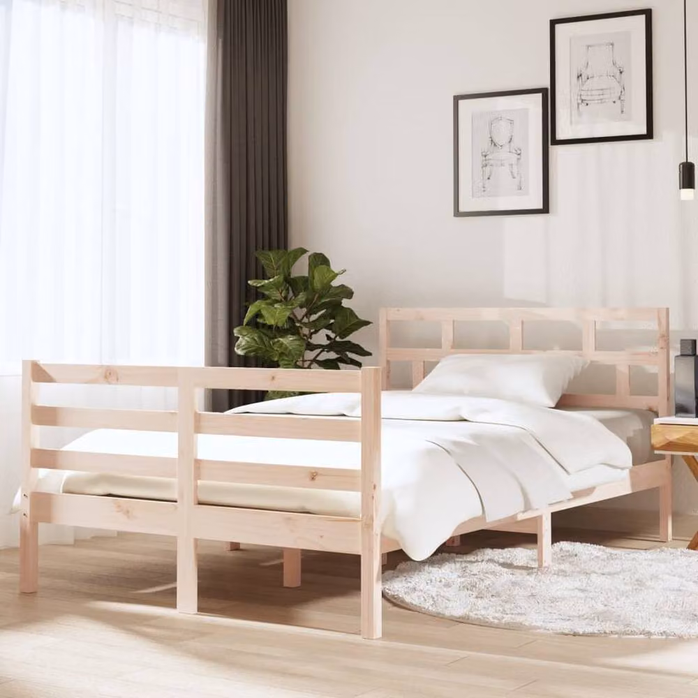 Berkfield Home Beautiful Solid Wood Pine Bed Frame, Beige, W/D/H: 120 x 200 x 126 cm – 2