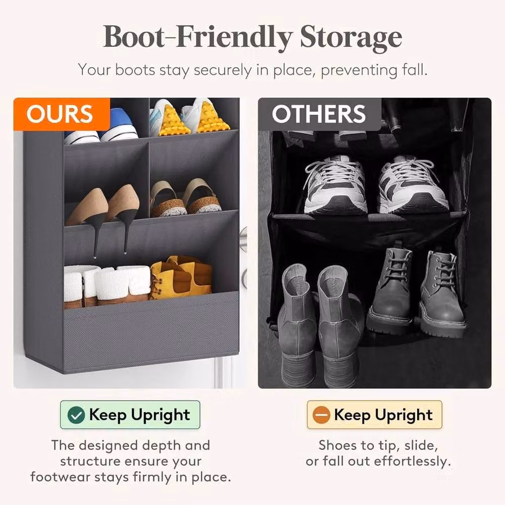 FORGEVIO Grey 10 Pocket Over the Door Shoe Organiser – 3