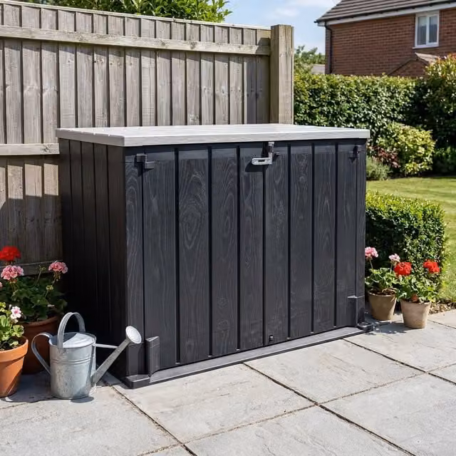 Toomax Extra Large Modern Garden Storage Box in Anthracite and Grey Matt Plastic