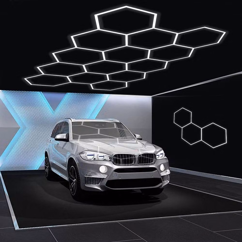NESTLUNE 14 Hexagon LED Ceiling Lighting for Garage and Workshop, White – 2