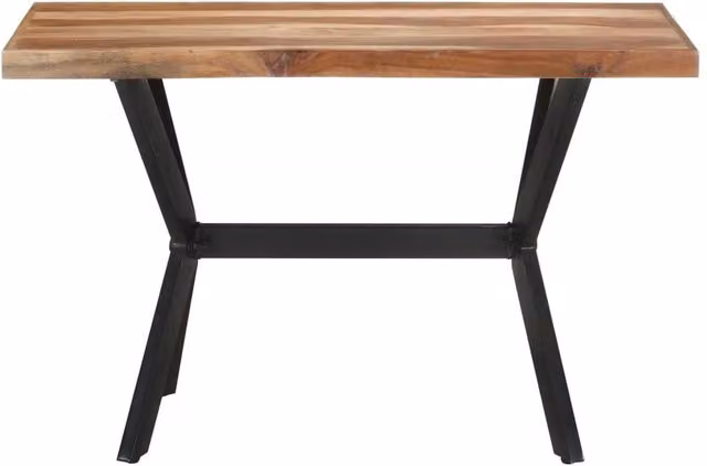 Berkfield Home Brown Solid Wood Dining Table with Honey Finish, W/D/H: 120 x 60 x 75 cm