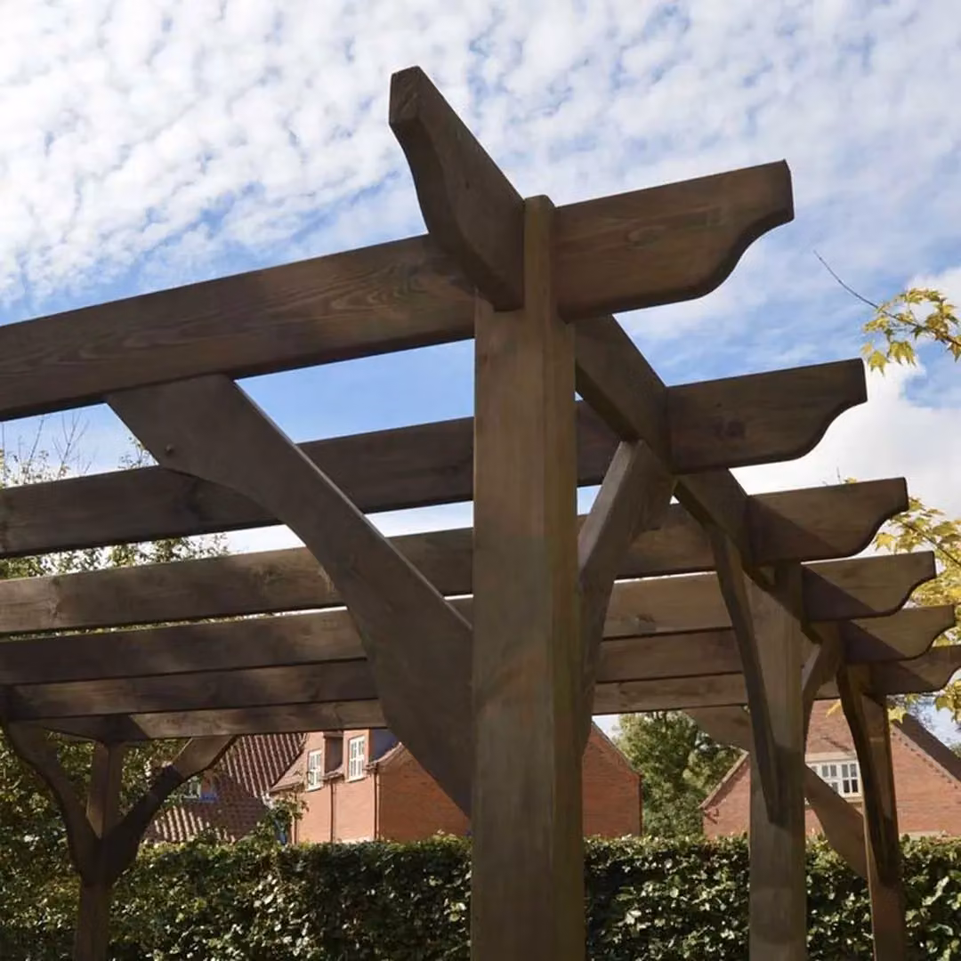 Rutland County Garden Furniture Ltd Premium Pent Pergola in Wood and Galvanised Steel, Brown and Green, W: 480 cm, D: 480 cm, H: 270 cm – 2