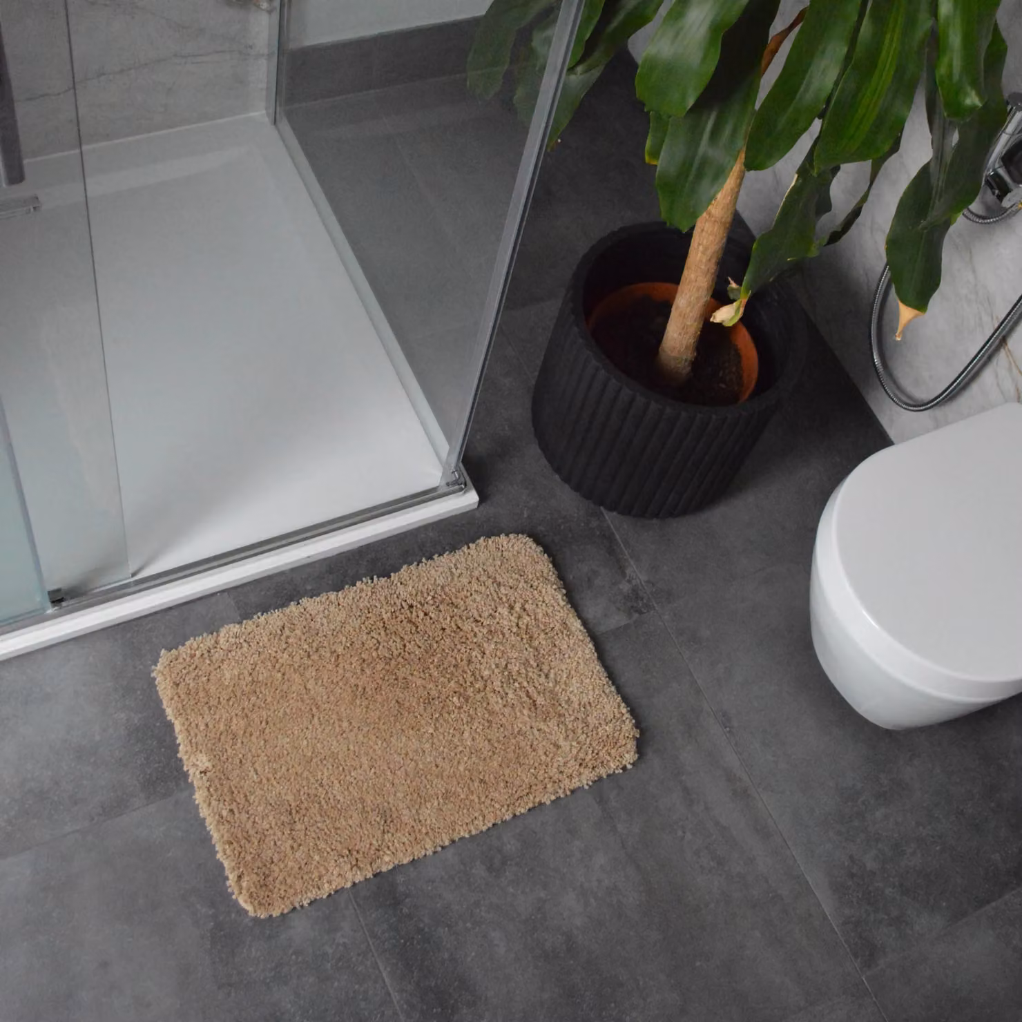 Allure Bath Fashions Shaggy Microfibre Non Slip Bath Mat, Beige, W/D/H: 60 x 40 x 2 cm – 2