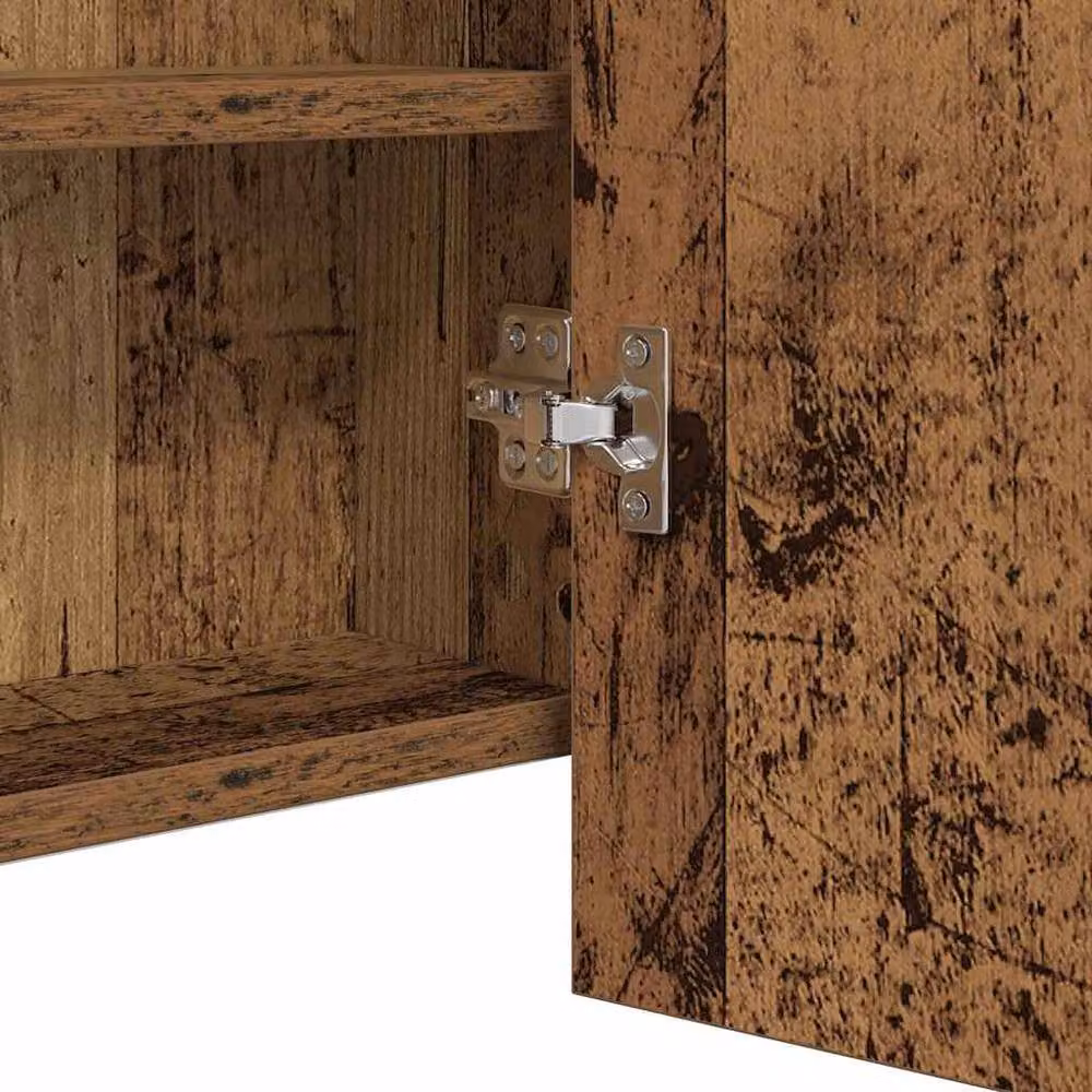 Berkfield Home LED Mirror Cabinet in Brown Old Wood, W/D/H: 100 x 12 x 45 cm – 6