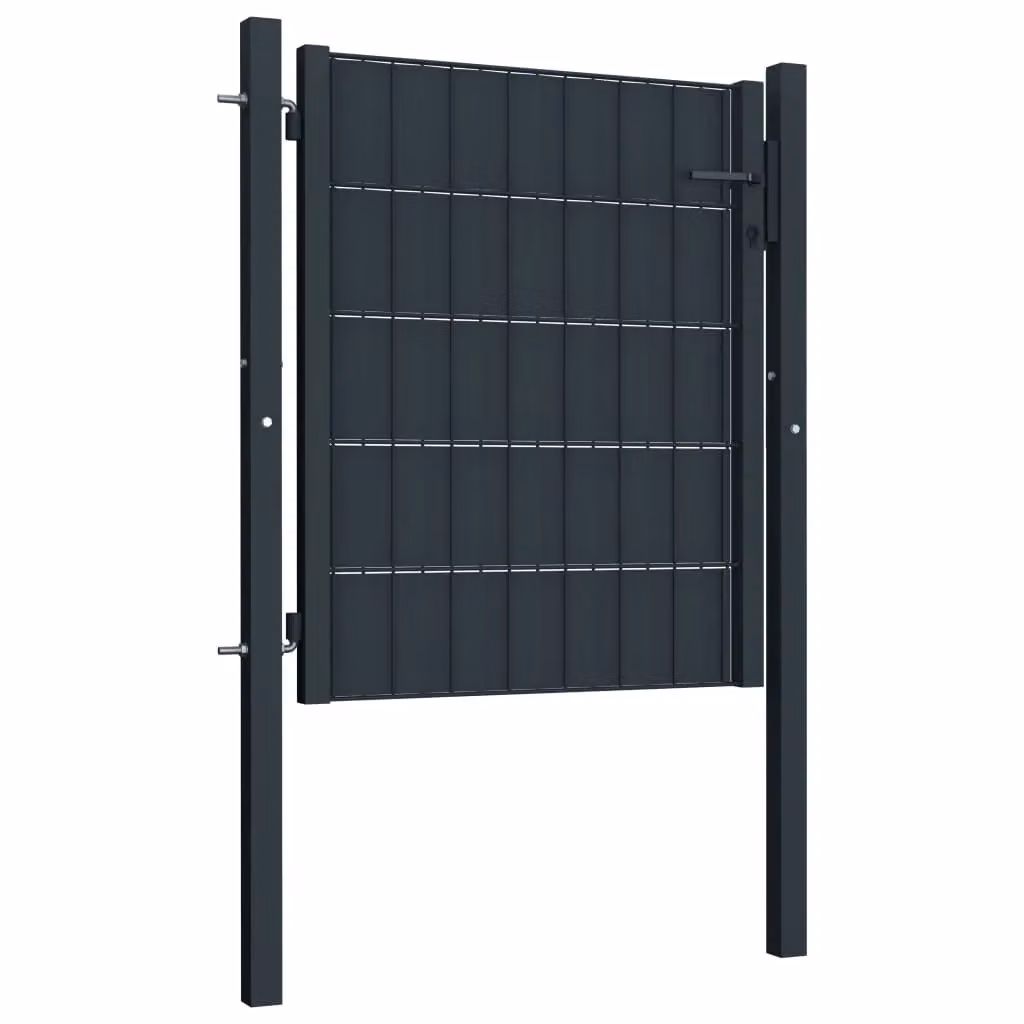 Berkfield Home Anthracite Single Swing Fence Gate in PVC and Steel, W: 100 cm, H: 101 cm – 2