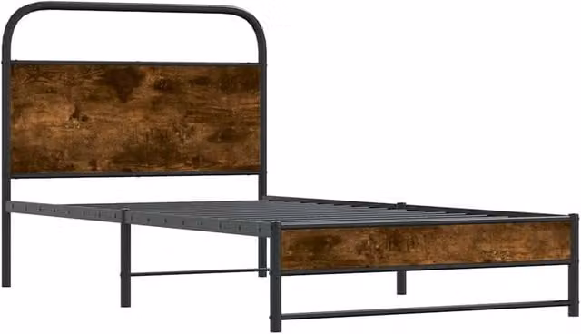 Berkfield Home Smoked Oak Bed Frame in Brown, W/D/H: 100 x 190 cm