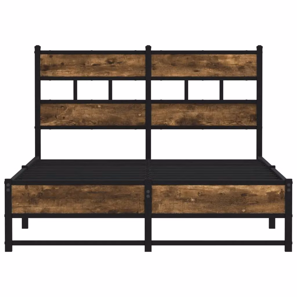 Berkfield Home Metal Bed Frame in Smoked Oak Brown, W/D/H: 120 x 200 cm – 3