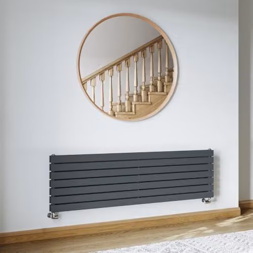 UK Radiators Typhoon Axis Anthracite Horizontal Designer Double Panel Steel Radiator W: 160 cm, H: 47.6 cm – 3