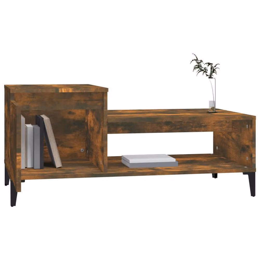 Berkfield Home Smoked Oak Coffee Table in Brown, W/D/H: 100 x 50 x 45 cm – 3