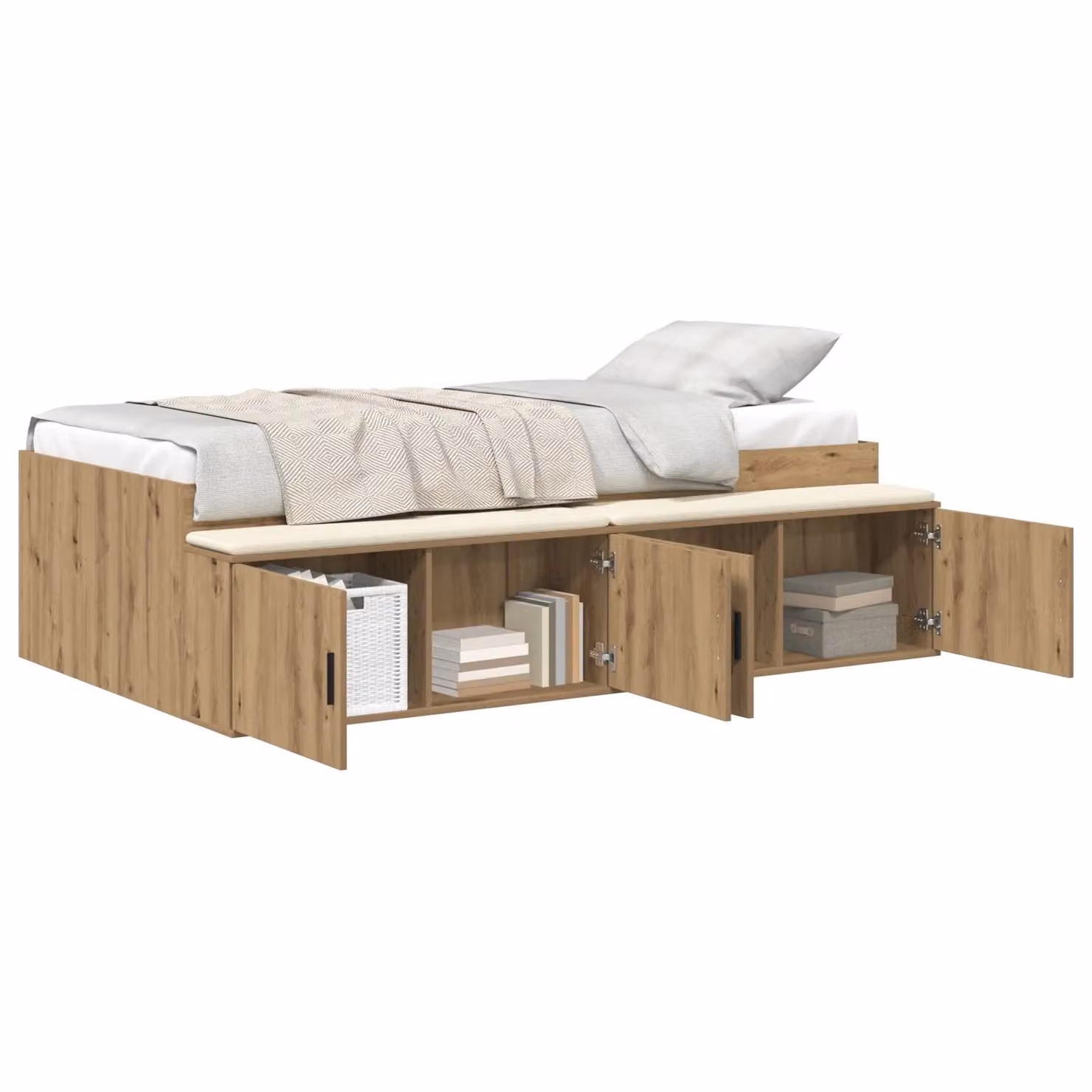 Berkfield Home Artisan Oak Storage Bed Frame with Drawers, Brown, W: 100 cm, D: 200 cm – 2