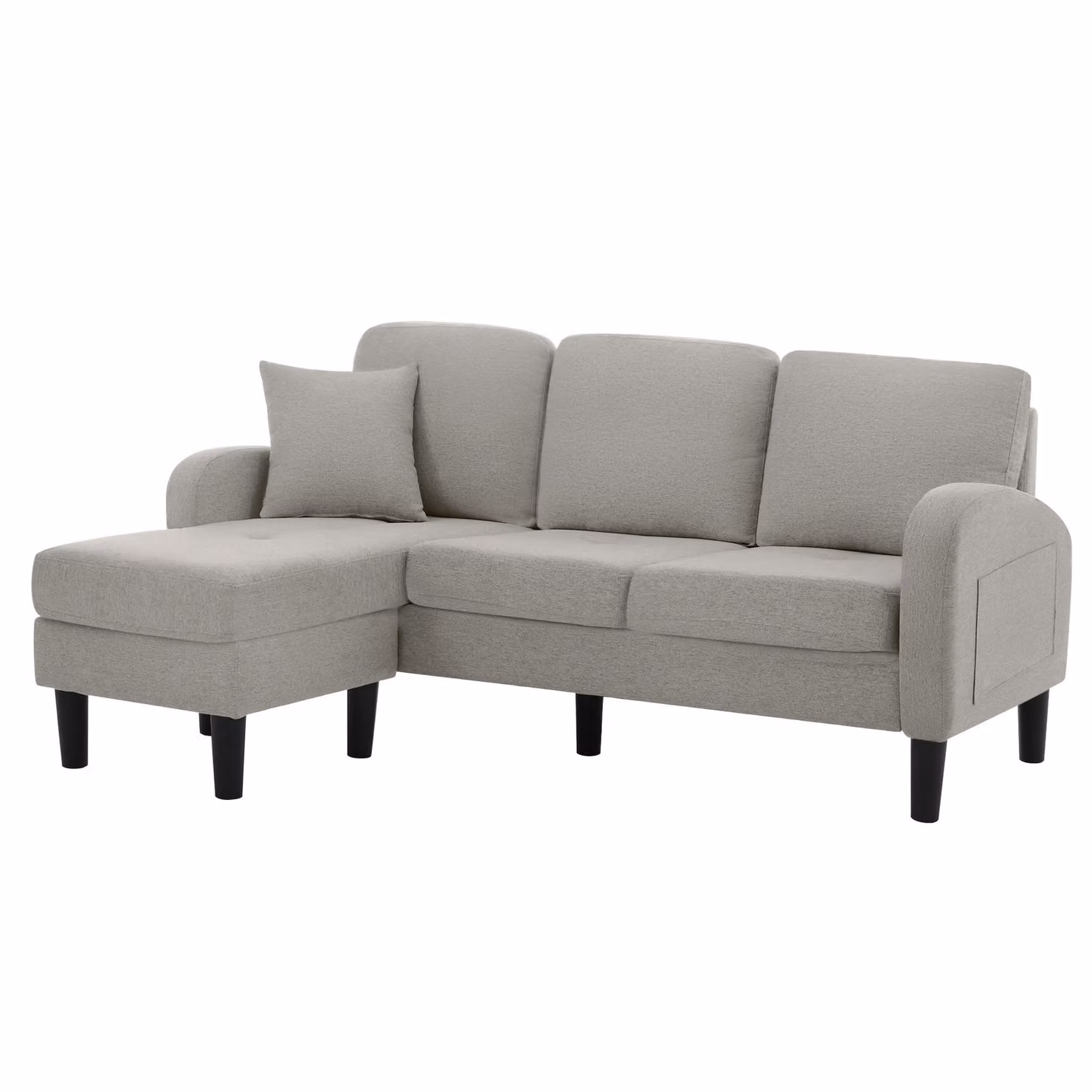 Aosom UK 3-Seater L-Shaped Corner Sofa Bed with Reversible Chaise and Soft Padded Seats in Grey, W/D/H: 118 x 166 x 77 cm – 2