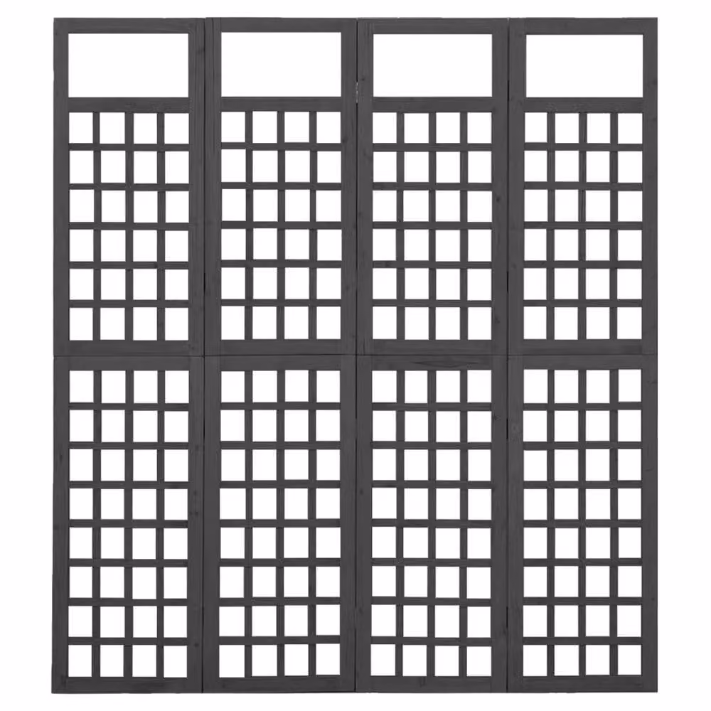 Berkfield Home 4-Panel Trellis Room Divider in Black Solid Wood, W: 161 cm, H: 180 cm – 3