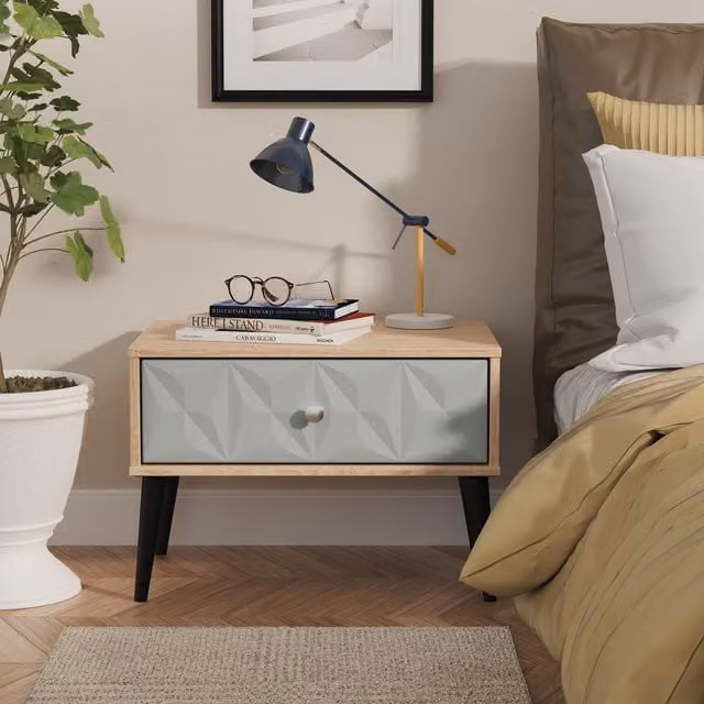 Ready Assembled 2 U Toledo Wide Side Table with 1 Drawer in Duck Egg Blue