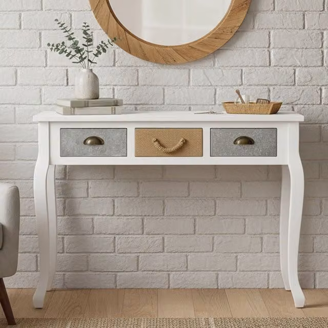 Orsina Aesthetic White Console Table with Drawer – 1