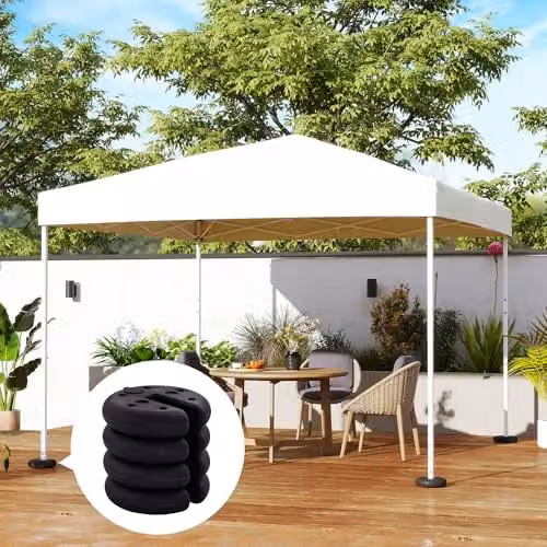 Outsunny Set of 4 Sand Fillable Gazebo Canopy Weights in Black Plastic – 8