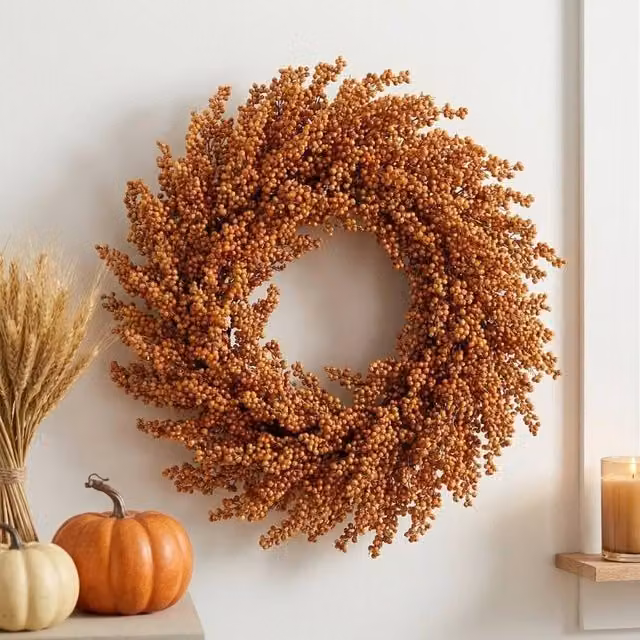 Garden Greatness Large Autumnal Berry Harvest Door Wreath in Multicolour and Orange