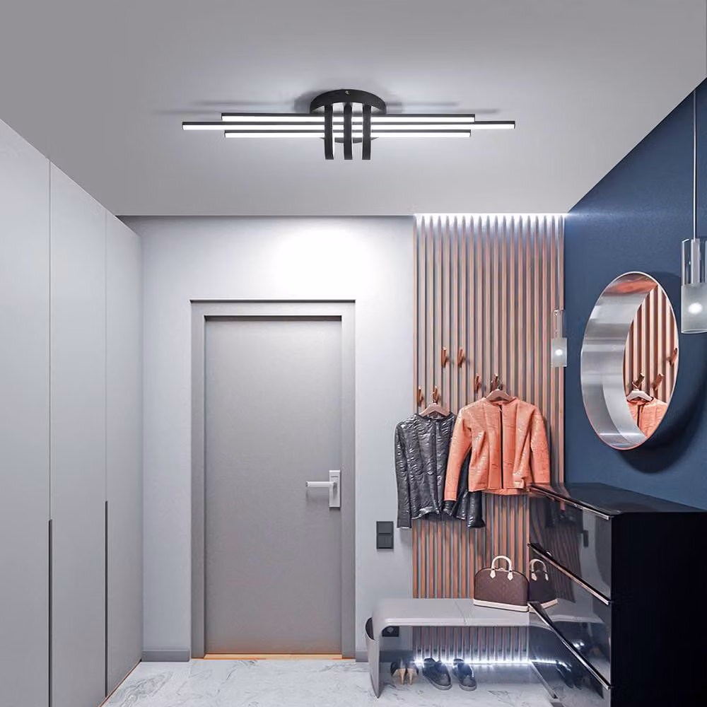 NIVOR 40W Dimmable LED Linear Ceiling Light in Black with Remote Control – 4