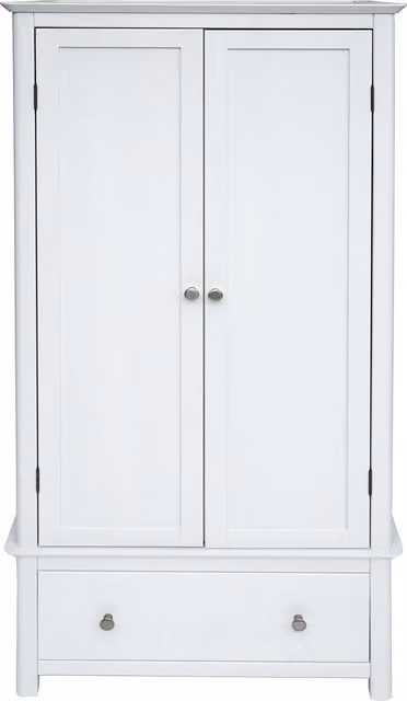 Nairn White 2 Door 1 Drawer Wardrobe with Hinged Doors