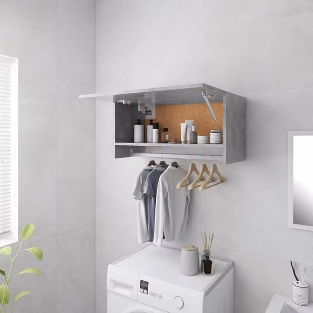 Berkfield Home Modern Wall Mounted Wardrobe in Concrete Grey, W/D/H: 70 x 32.5 x 35 cm