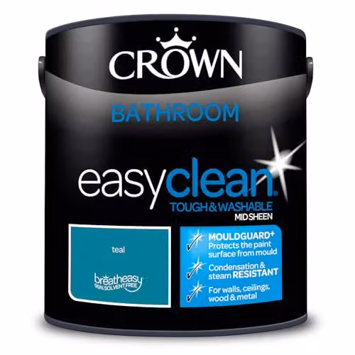 Crown Easyclean Mould Resistant Water Based Bathroom Paint, Turquoise, 2.5l – 4