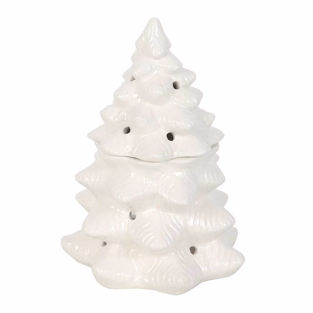 Uniqueful White Ceramic Fir Tree Oil Burner and Wax Warmer for Tealights – 2
