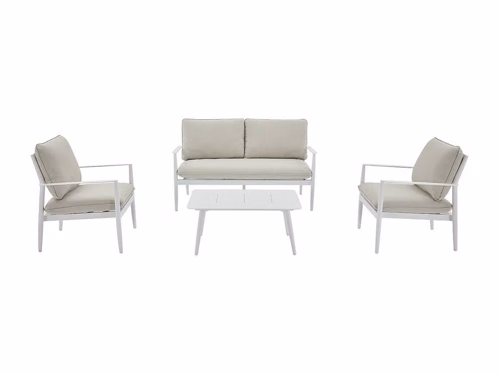 MYLIA Modern White Matt Metal Garden Lounge Set – 2