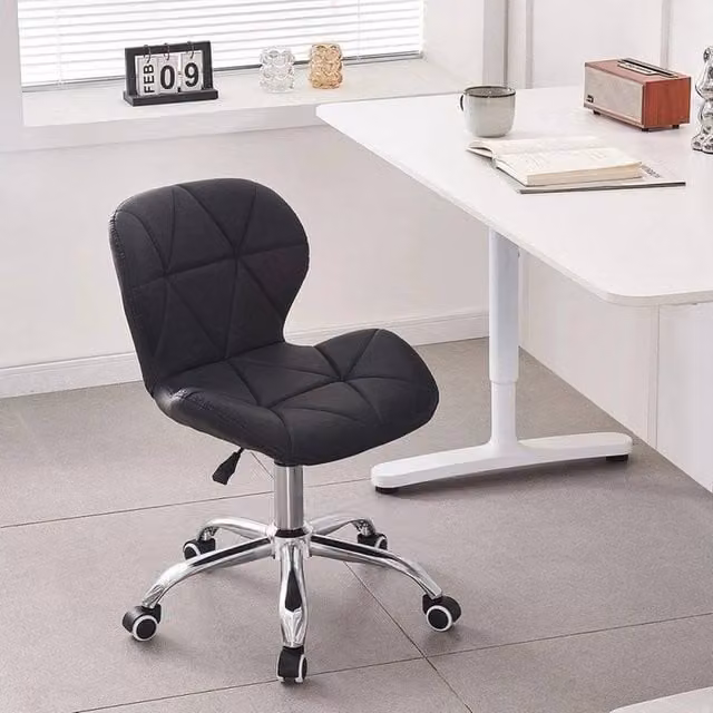 EONLION Black Adjustable Swivel Office and Vanity Chair in Synthetic Leather – 1