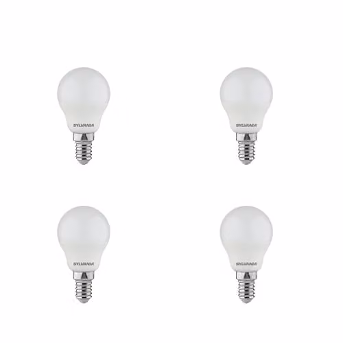 Sylvania Homelight LED Bulb, E27 Socket, 5W, 470 Lumens, Warm White 2700K, Pack of 4