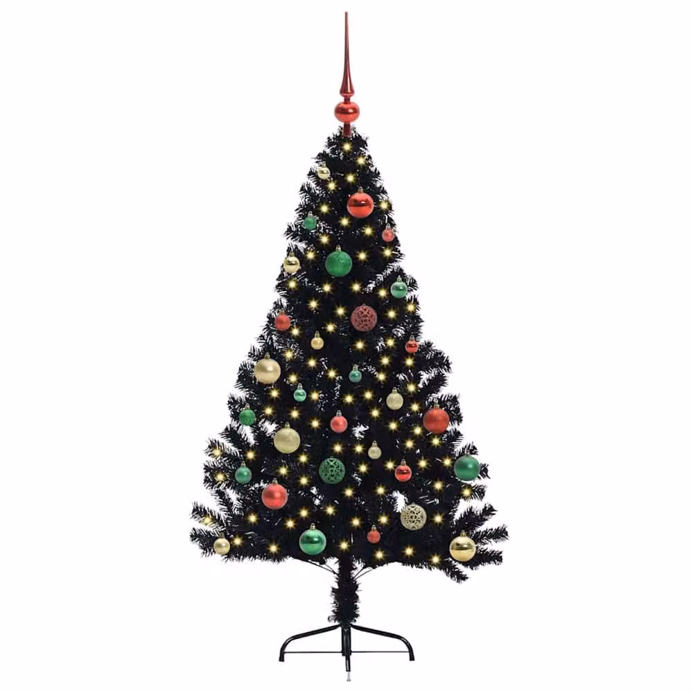Berkfield Home Pre-lit Artificial Christmas Tree in Black, Height: 150 cm – 3