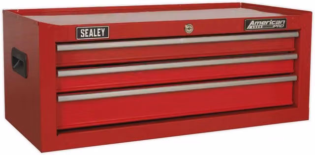 Loops Red 3 Drawer Lockable Mid-Box Tool Chest Storage Unit Cabinet W: 67.0 cm, D: 31.5 cm, H: 25.5 cm