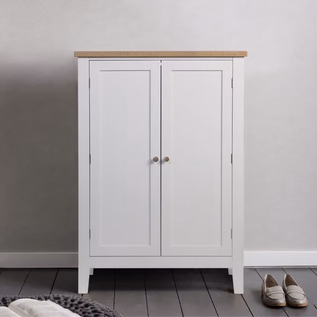 Noa and Nani Jakkvik Shoe Storage Cabinet in White Oak, W/D/H: 110 x 37 x 78 cm