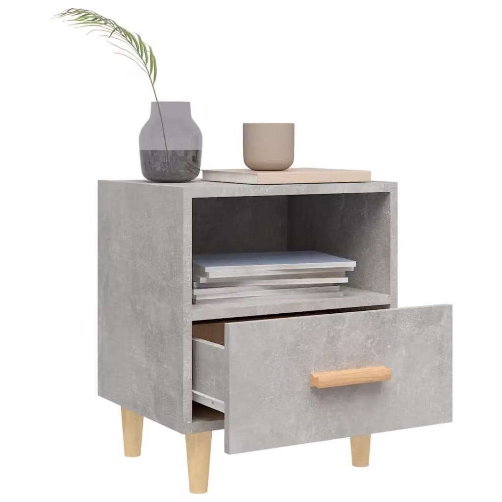 Berkfield Home Bedside Cabinet in Concrete Grey, W: 40 cm, D: 35 cm, H: 47 cm – 3