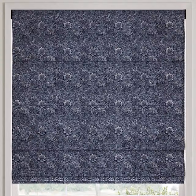 William Morris At Home Marigold Floral Velvet Made to Measure Roman Blind in Blue