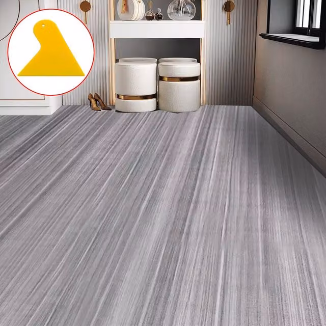 SPETLEK Grey Wood Effect Self-Adhesive Waterproof Vinyl Flooring Roll, 60 cm x 10 m
