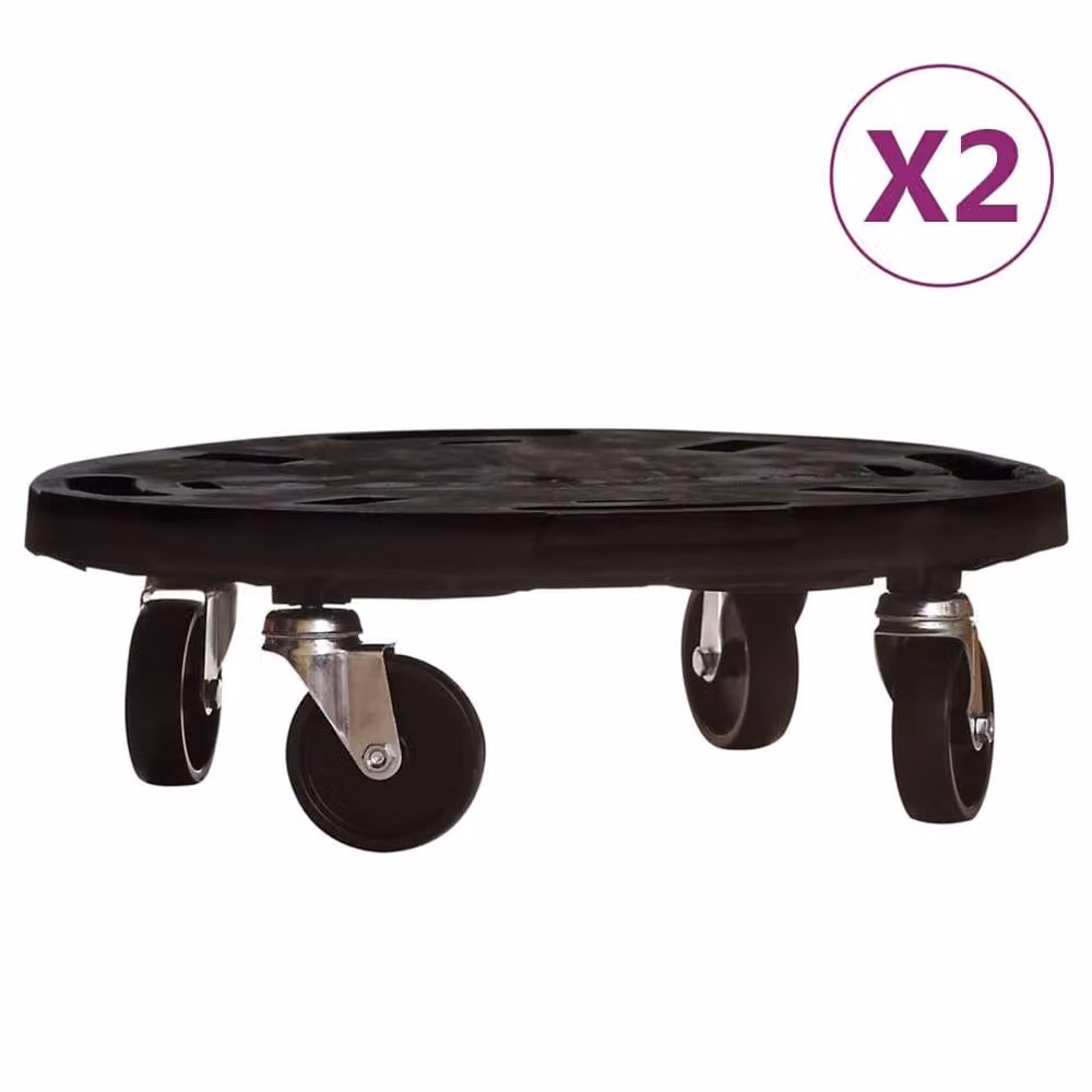 Berkfield Home Plant Trolleys with Wheels, 2 Pack, Black, Diameter: 40 cm – 1