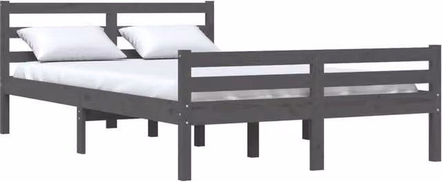 Berkfield Home Beautiful Solid Wood Pine Bed Frame, Grey, W: 140 cm, L: 190 cm