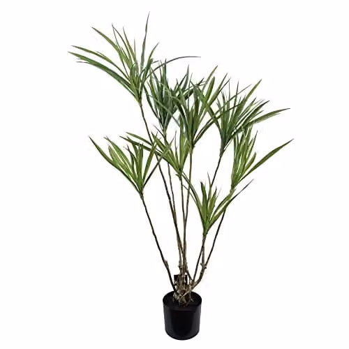 Leaf Design UK Large Artificial Palm Tree in Green and Black, H 125 cm x W 70 cm x D 70 cm