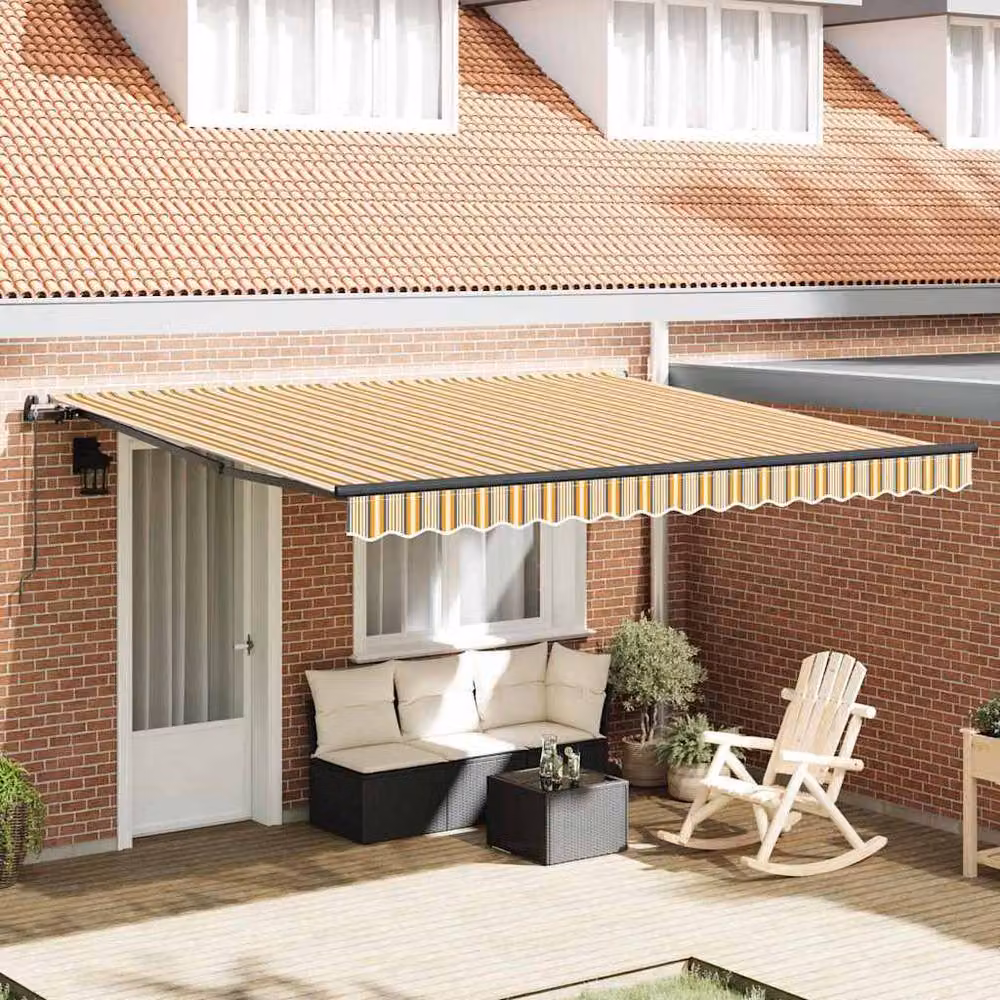 Berkfield Home Manual Retractable Wall-Mounted Awning in Multicolour Stripe, W: 400 cm, D: 300 cm – 2