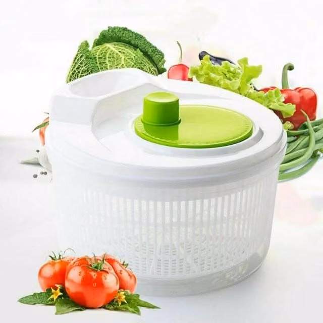 MANTRARAJ White Plastic Salad Spinner and Vegetable Colander with Handles