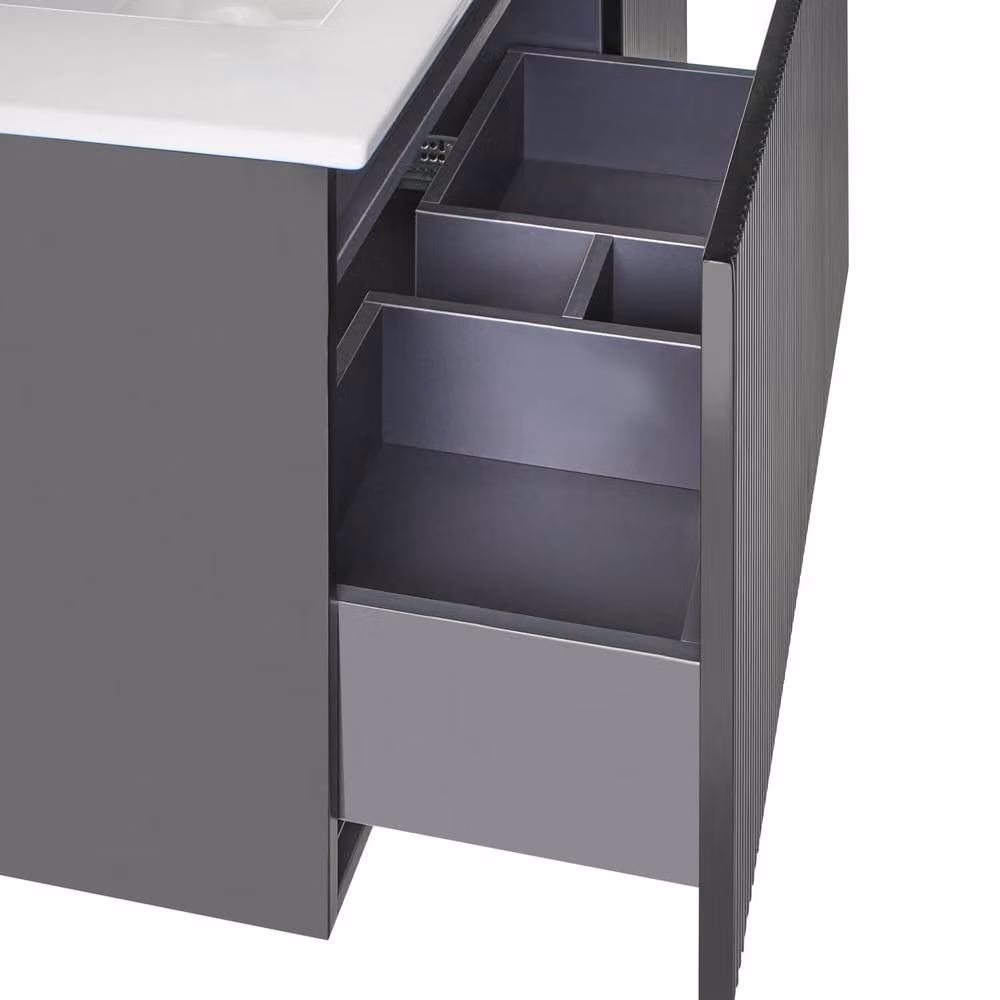 Wyld and Coco Black 100cm Wall-Mounted Vanity Unit with Built-In Ceramic Basin – 5