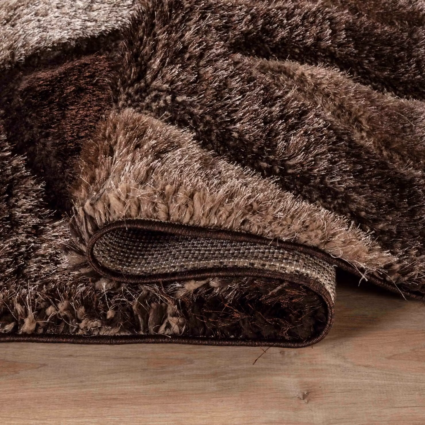 Desire Rugs Modern Soft Swirl Shimmer Shaggy Area Rug in Bronze, W: 80 cm, L: 150 cm – 4