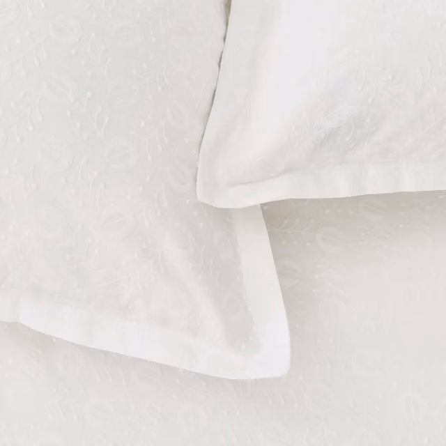 Murmur Alice Oxford Pillowcase in White Cotton Percale with Floral Design